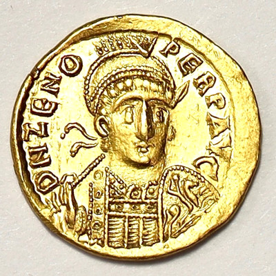 Gold AV Solidus Zeno Eastern Roman Empire 474-491 AD-Constantinople