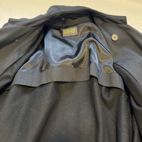 Vintage 90s Chaps Ralph Lauren Black Trench Rain Coat Men’s 46L Belted Lined - Picture 9 of 19