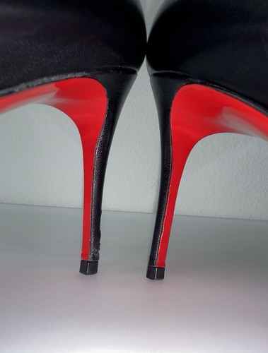 ✨Auténticos zapatos de salón CHRISTIAN LOUBOUTIN Tibunodo 85 mm cuero lazo punta abierta negros talla 37 - Imagen 12 de 18