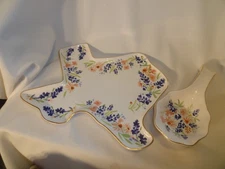 TEXAS Shape Tray + Spoon Rest Decorated Bluebonnets Flowers Destination Holiday