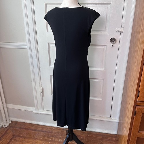 Byer Too! Y2K Classic Black Dress Cowl Neck Split Shoulder Seam Minimalist Sz M - Picture 15 of 16