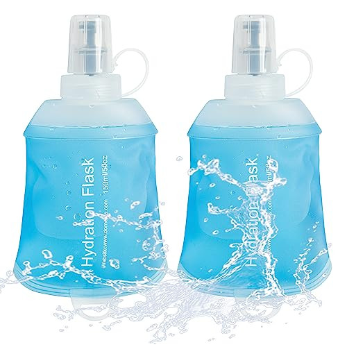 2Pcs 150ml Soft Flask Running Water Bottles, TPU Foldable Running Hydration - Picture 2 of 7
