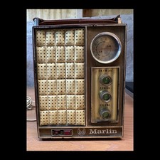 Vintage Marlin AM FM Tabletop Portable Radio Brown Case Plug In Retro