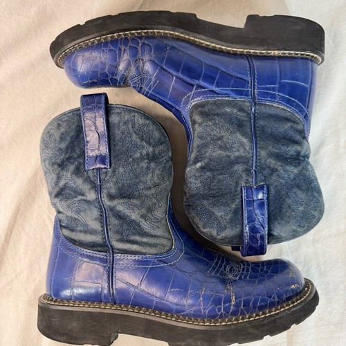 Ariat Fatbaby Blue Boots Womens 8.5 B Style 4710 Gator Embossed Print SHIPS FAST - Imagen 3 de 12