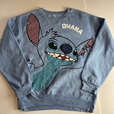 Maglione Felpa Lilo and Stitch "Ohana" Blu Stampa Grande Taglia Large