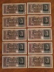 Wwii Germany 50 Reichsmark - War Note Lot German 10 Collectible Ww2 Collection