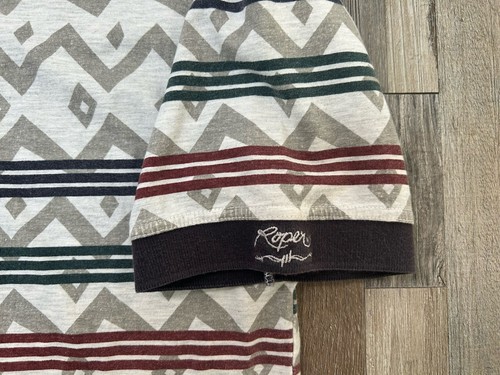 Vintage Roper Aztec Western Geometric Short Sleeve Polo Shirt Men Large Blue - Picture 3 of 6