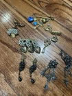 Vintage Costume Jewelry Pins And Earrings. Unique And Conversational