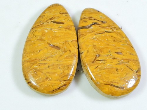 21Cts.Natural Mariam jasper Matched pair Pear Cabochon Gemstone 13X23X03MM