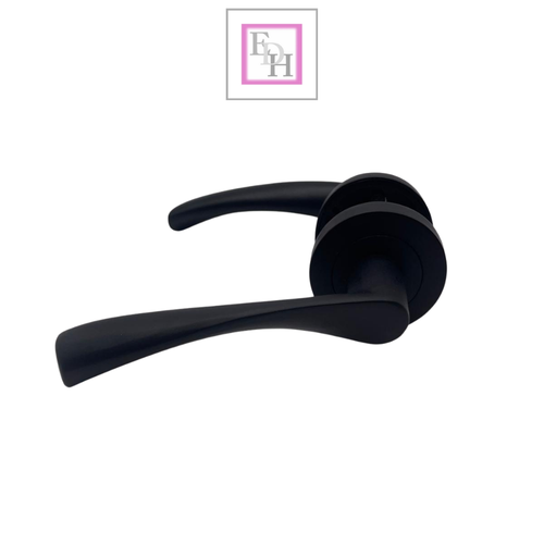 Astrid Matt Black Lever on Rose Door Handles, 3 Lever Sash Lock Handle Set - Picture 15 of 18