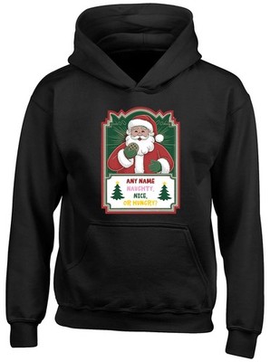 Personalisierter Kapuzenpullover Naughty Nice or Hungry Christmas Kinder Geschenk