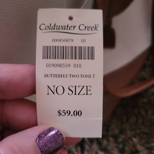 NWT Coldwater Creek Two-tone Canvas Brown Butterfly Brass Handbag and CoinPurse - Picture 7 of 7