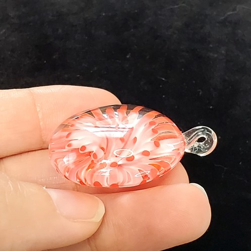 Colgante de cristal de Murano estilo vintage rojo rosa Starburst joyería artística italiana 1,5" - Imagen 4 de 5