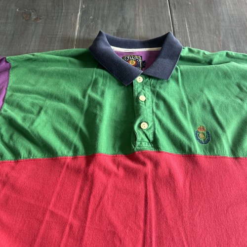 Vintage 90s Chaps Ralph-Lauren Polo Shirt XL Colorblock Multi Color - Picture 3 of 16