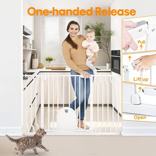 Babygitter mit Katzentür für Treppe - Babygitter mit Haustiertür Auto Close 29,5"... - Bild 3 von 9