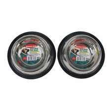 Set 2 32oz Stainless Steel Non-Slip Rubber Bottom Large Dog Pet Food Water Bowl