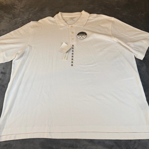 Camisa Polo Croft & Barrow Performance Piqué Blanca Manga Corta Para Hombre XXL 2XL NUEVA CON ETIQUETAS