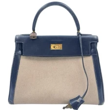 Hermes Kelly 28 Navy Calf Leather Bag, No Recolor/Repaints
