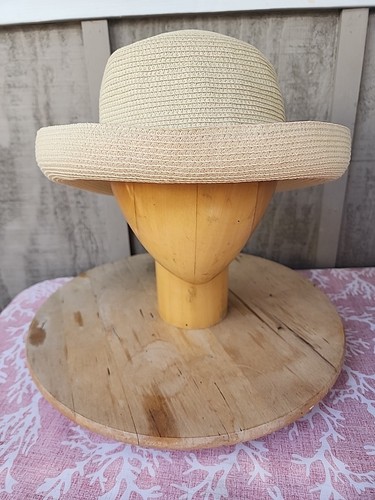 Cappelli Straworld Rolled Brim Sun Hat Tan Womens Raffia VTG - Picture 2 of 7