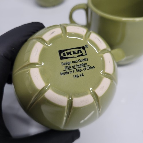 6 IKEA Coffee Cup Mugs Avocado Green Notched Beveled Base 12 oz. - 198 94 - Picture 5 of 9