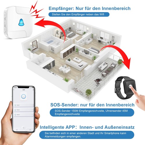 ChunHee WiFi Notrufknopf für Senioren Notfallarmband Emergency Alert System für - Bild 3 von 24