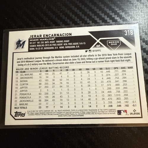 2023 Topps Series 1 - Jerar Encarnacion #318 (RC) - Picture 2 of 2