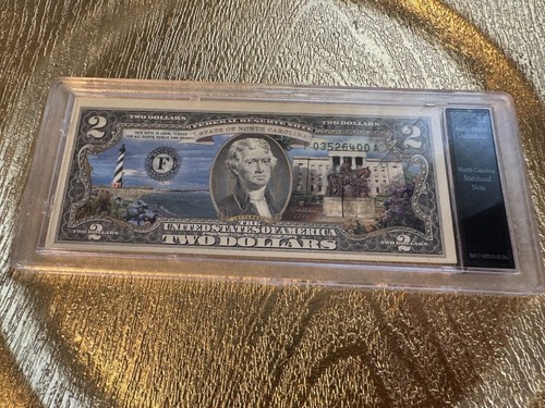 $2 North Carolina Statehood Note 2000 Colorized Uncirculated Bill in Holder/gift - Picture 2 of 5