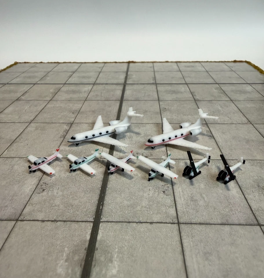 für Herpa 1:500 / 1:400 8x General Aviation Airplanes Cessna Piper Helicopter