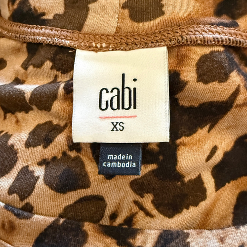 CABI Selma Kleid Animal Print Midi Rüschen vorne Langarm dehnbar Leopard XS - Bild 4 von 8