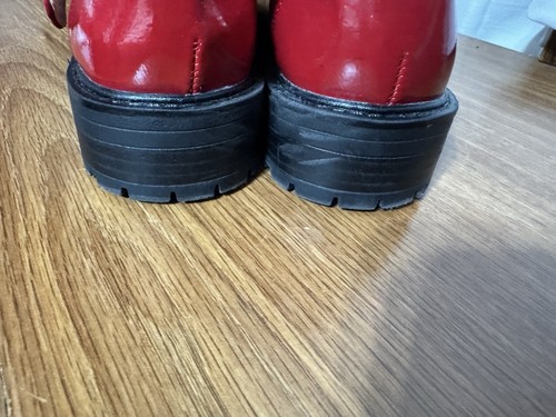 Sam Edelman Girl's Taelor Loafers Red Patent Leather Mary Janes Size 3 Lug Heel - Picture 7 of 24