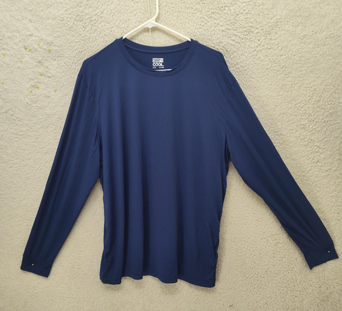 32 Grad cooles Shirt Herren 2XL blau langarm Performance sportlich leicht