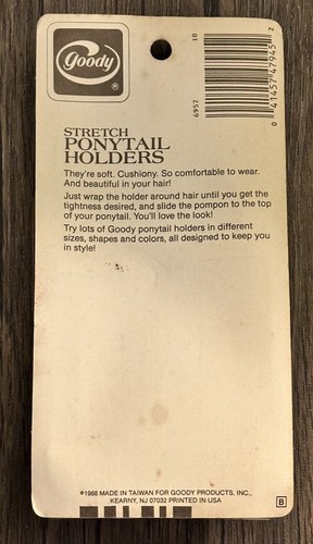 Goody Hair Pom-Pom Ponytail Holders Vintage Red 1988 2 Pack #6957 Sealed! NEW! - Picture 3 of 3