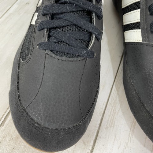 Adidas Shoes Mens 8 HVC 2 Wrestling Sneakers Black Leather Mid Top Logo AQ3325 - Picture 4 of 11