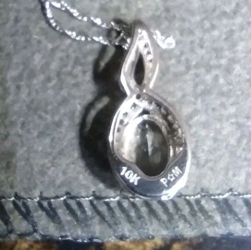 PINGENTE GENUÍNO DE SAFIRA BRANCA CRIADO EM LABORATÓRIO DE ÁGUA-MARINHA OURO BRANCO 10K 18" - Imagem 2 de 3