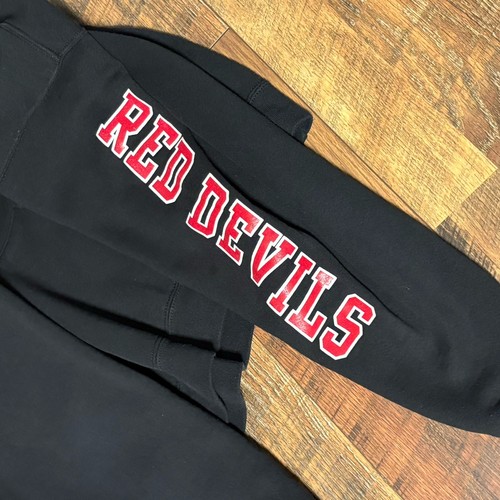 Dickinson College XL Hoodie Heavyweight Sweatshirt Black Red Devils Y2K Russel - Picture 4 of 6