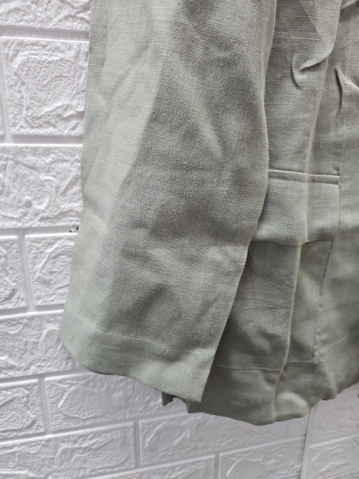 New Black Ficus Men's Linen Jacket Olive Sz M image 3