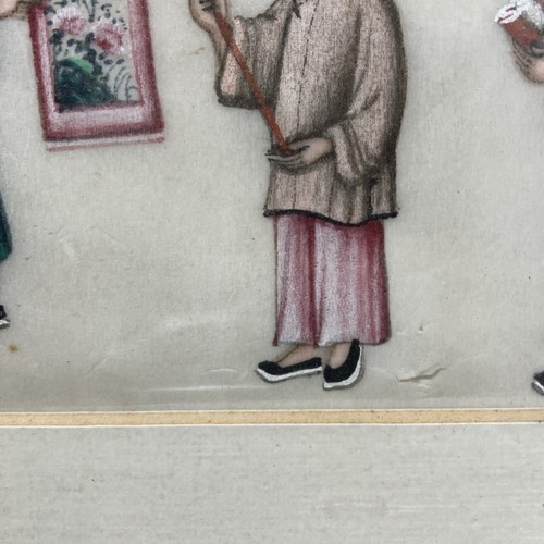 Antique Chinese Watercolor Rice Paper Pith Paintings Men Framed FLAWS READ - Picture 11 of 23