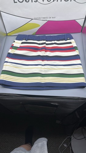 J.CREW Madewell multi stripe mini skirt size 00 cotton blend chino rainbow color - Picture 2 of 9