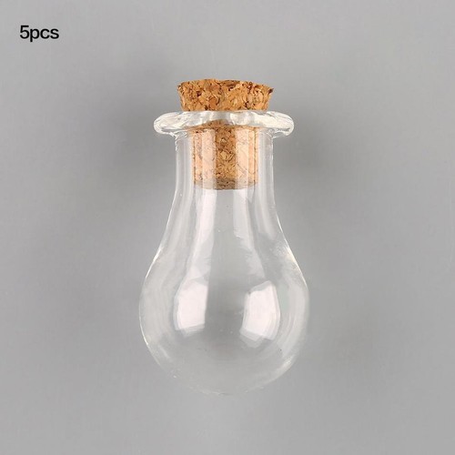 5Pcs Empty Clear Wishing Bottle Pendants With Corks Glass Message Vial Jars  - Bild 21 von 23
