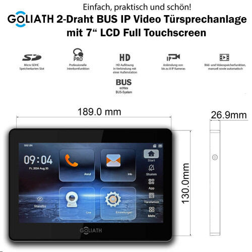 Goliath 2-Draht Video Türklingel mit Kamera Fingerprint Anhtrazit - Bild 8 von 34