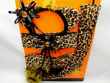 Leopard Cat Cosplay Costume Halloween Play Dress Up 5 Piece Accessory Set Lot D4