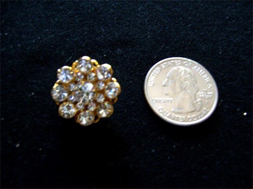 2 PRONG SET RHINESTONE GOLDTONE BUTTONS 3/4″ - Picture 2 of 2
