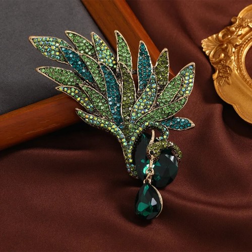 Vintage Large Phoenix Wings Luxury Brooch for Women Fashion Rhinestone Pin - Picture 1 of 9