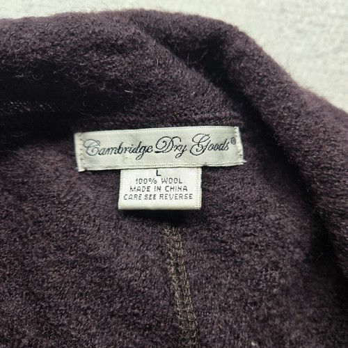 Cambridge Dry Goods Brown Long Cardigan 3 Button Long Sleeve 100% Wool Large - Picture 3 of 8