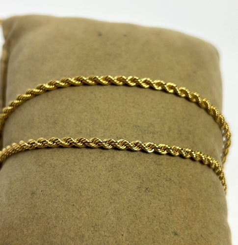 LOVELY 10K YELLOW GOLD 24" HOLLOW ROPE CHAIN - Picture 10 of 13