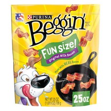 Strips Small Dog Treats Fun Size Original with Real Bacon Flavor Chews, 25 oz