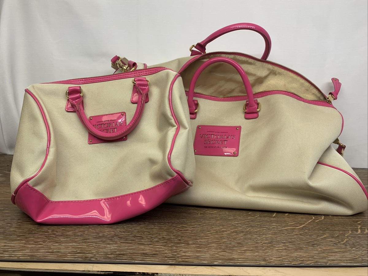 Victoria’s Secret 3 Piece Canvas Travel Bag Set Duffle, Tote, and Satchel