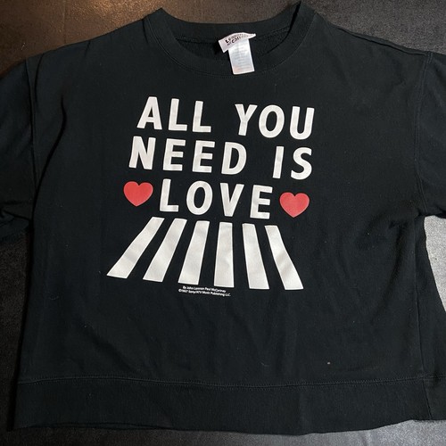Women’s Large Lennon & McCartney All You Need Is Love Blk Sweatshirt The Beatles - Picture 2 of 8