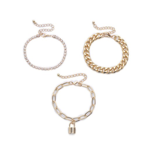 Damen Armband Set Gold und Silber mit Diamant Akzenten Schloss Verschlüsse EU - Bild 2 von 6