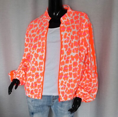 Blouson Jacke Jersey Neo Leopard Animal Print Signal Orange Pink 36,38,40,42 Neu